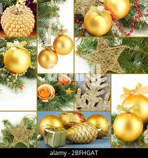 Collage aus Weihnachtsschmuck Stockfoto