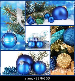 Collage aus Weihnachtsschmuck Stockfoto
