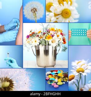 Collage aus Allergiethema Stockfoto