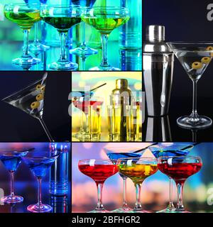 Collage mit alkoholischen Getränken Stockfoto