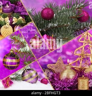Collage aus Weihnachtsschmuck Stockfoto