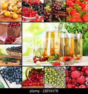 Collage aus saftigen Beeren Stockfoto