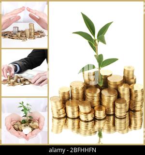 Collage des Finanzierungskonzepts Stockfoto