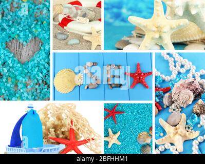 Collage mit Meeresmotivdesign Stockfoto