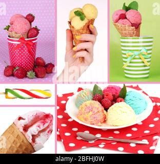 Collage aus leckeren Eis Stockfoto