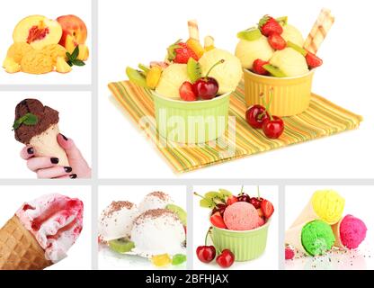 Collage aus leckeren Eis Stockfoto