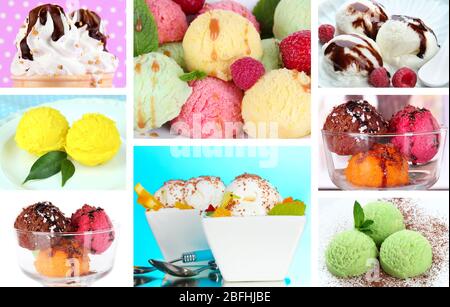 Collage aus leckeren Eis Stockfoto