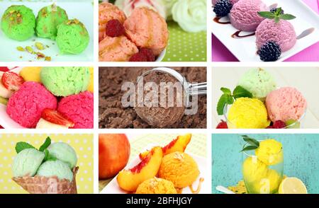 Collage aus leckeren Eis Stockfoto
