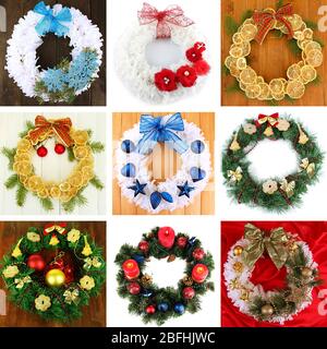 Sammlung von Weihnachtskranzen Stockfoto