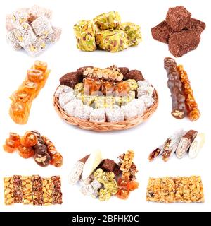 Köstliche orientalische Süßigkeiten isoliert auf weißem Stockfoto