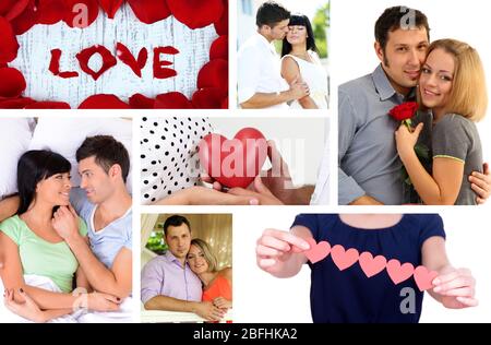 Collage aus Valentinstag. Wunderschöne Paare Stockfoto