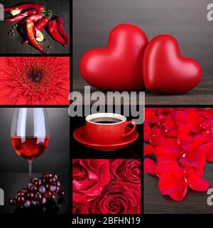 Collage von Fotos in roten Farben Stockfoto