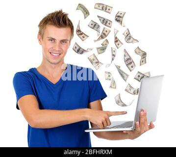 Dollar kommt aus Laptop Stockfoto