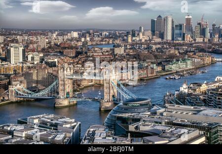 Tower Bridge von Shard - Luftaufnahme Stockfoto