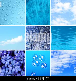 Blaue Farbmuster Collage Stockfoto