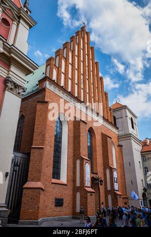 Erzkathedrale des heiligen Johannes des Täufers in Warschau, Polen, Domkirche in der Altstadt, gotische Architektur Stockfoto