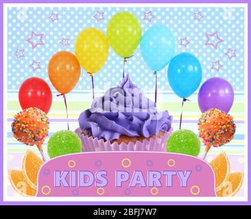 Buntes Poster für Kids Party Stockfoto