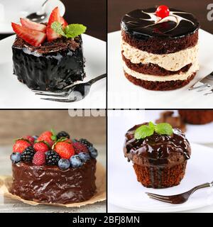 Collage aus Schokoladendesserts Stockfoto