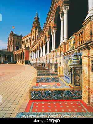 Plaza de Espana, erhöhte Ansicht, Sevilla, Andalusien, Spanien, Europa Stockfoto