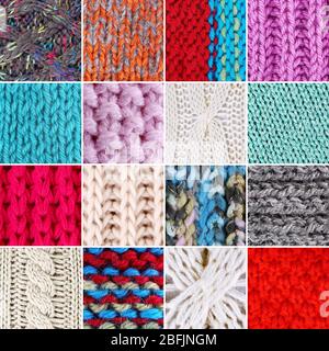 Strickstoff-Collage Stockfoto