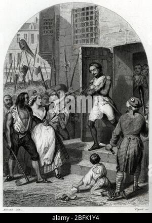 Revolution Francaise : Massacre du 3 septembre 1792 a la prison de l'abbaye a Paris (September Massaker am 3. september 1792 im Gefängnis von ab Stockfoto