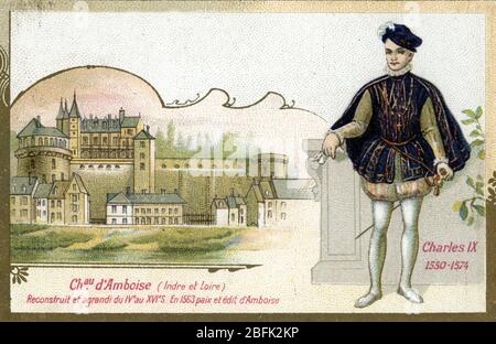 Portrait de Charles IX (1550-1574) au Chateau d'Amboise en Indre et Loire ou eut lieu en 1563 la paix et l'edit d'Amboise (Porträt von König Karl IX Stockfoto