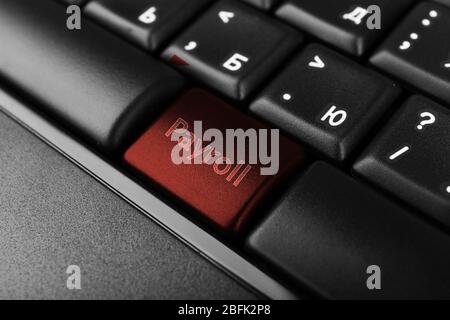 Nahaufnahme der Tastatur für die Gehaltsabrechnung Stockfoto