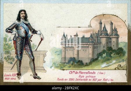 Portrait de Louis XIII (1601-1643) roi de France au Chateau de Pierrefonds demantele en 1617 par richelieu (Portrait of King Louis XIII of France in c Stockfoto