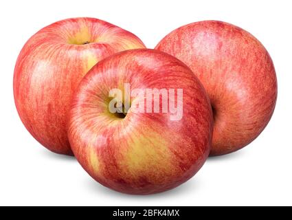 Roter Apfel isoliert auf weißem, Apfel mit Schnittpfad Stockfoto
