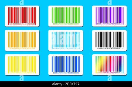 Helle Barcodes auf blauem Hintergrund. Vektorbild Stockfoto