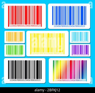 Helle Barcodes auf blauem Hintergrund. Vektorbild Stockfoto