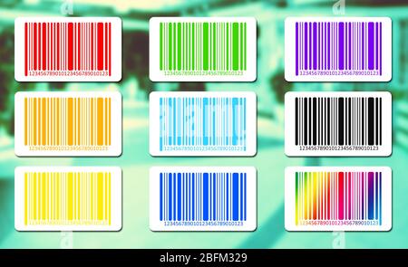 Helle Barcodes auf abstraktem Hintergrund. Vektorbild Stockfoto