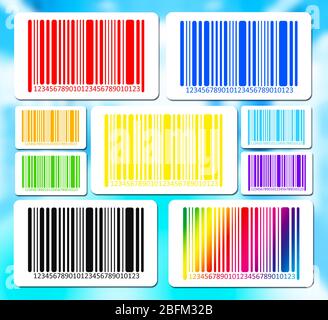 Helle Barcodes auf abstraktem Hintergrund. Vektorbild Stockfoto