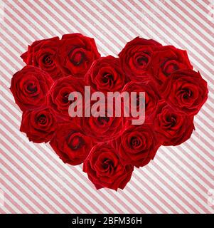 Valentinstag Herz aus roten Rosen Stockfoto