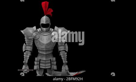 3D-Wiedergabe eines Ritters Cartoon Illustration Modell Mann niedlich isoliert Stockfoto