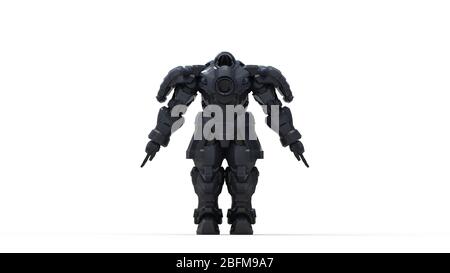 3D-Rendering eines Science-Fiction-Cartoon Harnass Tech-Roboter Krieger Stockfoto