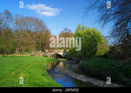 Großbritannien, South Yorkshire, Barnsley, Litherop Lane Bridge und der Fluss Dearne in der Nähe von High Hoyland Stockfoto