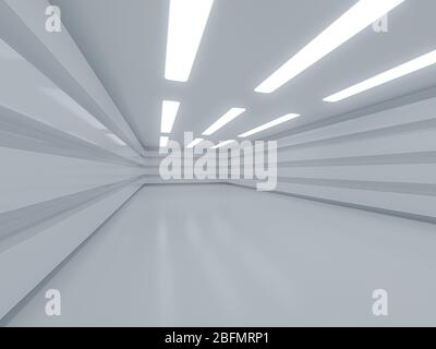 Helles, sauberes Interieur. Leeren Sie den offenen Innenraum. 3D-Rendering Stockfoto