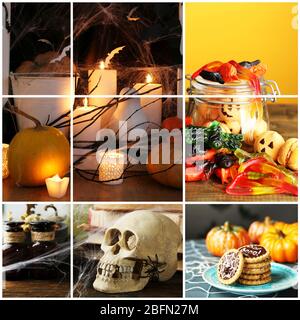 Collage aus verschiedenen Fotos für Halloween Stockfoto