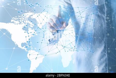 Drahtlose Verbindung, futuristisches Technologiekonzept Stockfoto