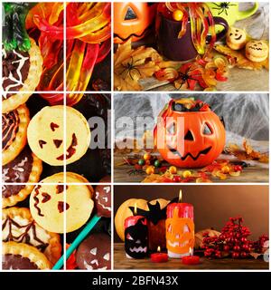 Collage aus verschiedenen Fotos für Halloween Stockfoto