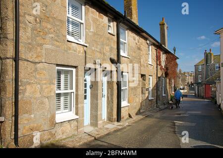TraditionellReihenhäuser Island Road St Ives Cornwall England Stockfoto
