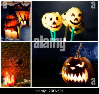 Collage aus verschiedenen Fotos für Halloween Stockfoto