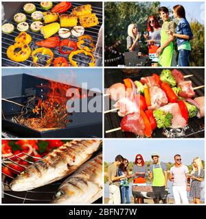 Collage von Jugendlichen auf Picknick Stockfoto