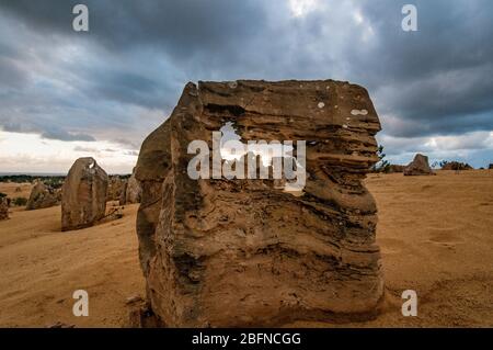 Die geologische Formation Pinnacles im Namburg National Park, Cervantes, Western Australia Stockfoto