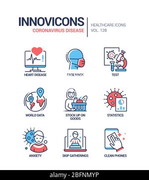 Coronavirus Disease - Symbole für Liniendesign Stock Vektor