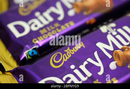 Nahaufnahme der Cadburys Milchschokolade Stockfoto