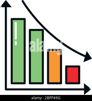 Absteigende Grafik-Balkendiagramm-Symbol über weißem Hintergrund, Linien- und Stil, Vektorgrafik Stock Vektor