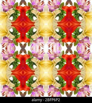 Blumen Spiegelmuster. Nahtlose florale Hintergrund. Stockfoto