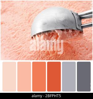 Apricot Farbpalette. Leckere Eiscreme, Nahaufnahme Stockfoto